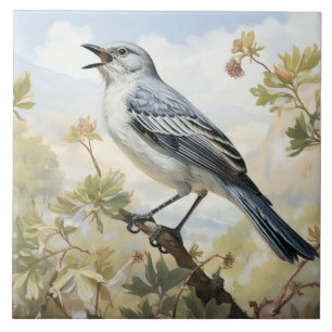 Northern Mockingbird, Singing bird Tile