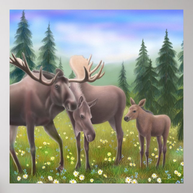 Northern Moose Family Poster (Front)