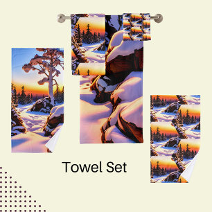 Northern Ontario, Winter Scene Bath Towel Set