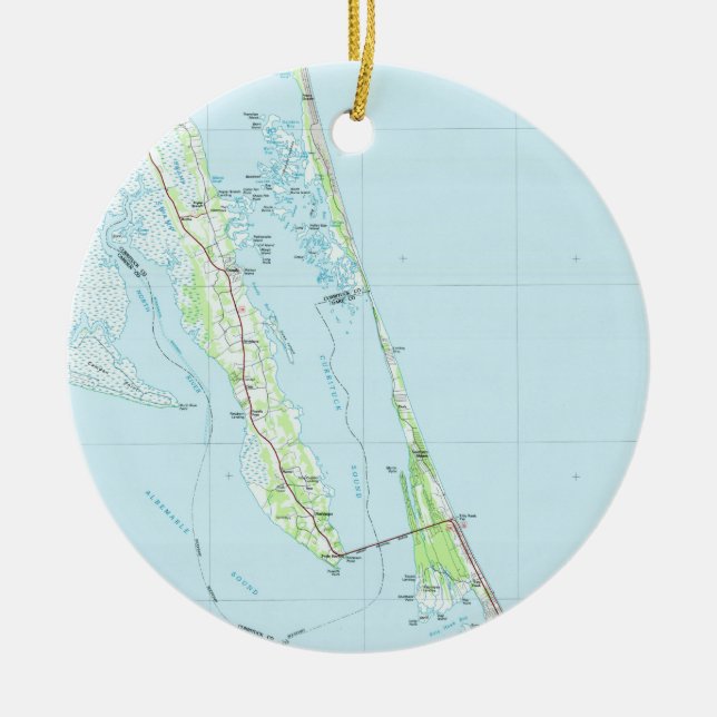 Northern Outer Banks North Carolina Map (1985) Ceramic Ornament (Front)
