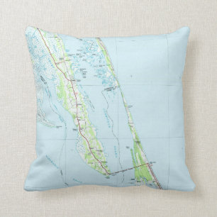 Northern Outer Banks North Carolina Map (1985) Throw Pillow