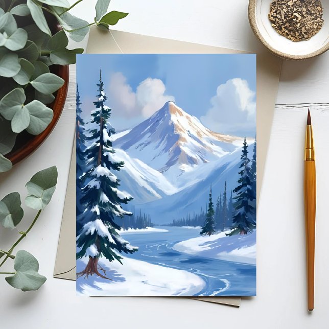 Northern Peaks | Winter Mountain Landscape Painted Postcard (Creator Uploaded)