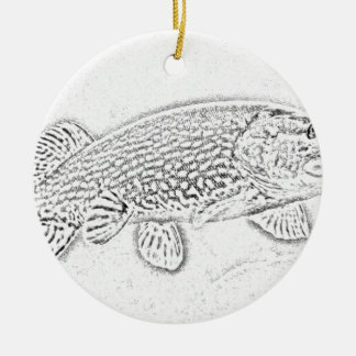 Northern pike ceramic ornament