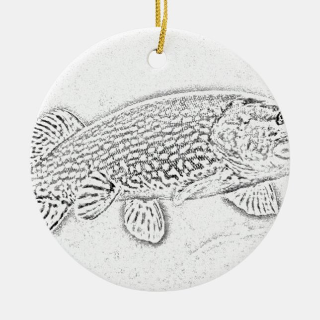 Northern pike ceramic ornament (Front)