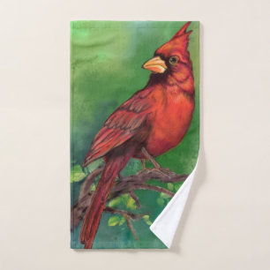 Northern Red Cardinal Bird Bath Towel Set