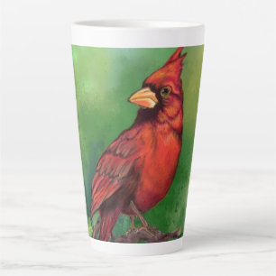 Northern Red Cardinal Bird Latte Mug Painting
