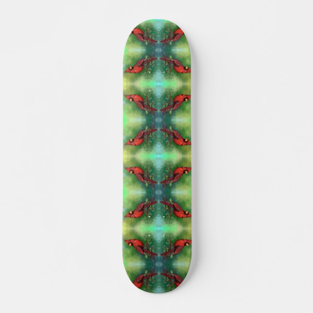 Northern Red Cardinal Birds Skateboard (Front)