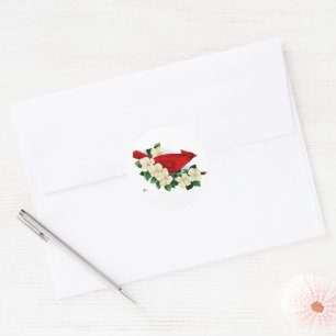 Northern Red Cardinal Classic Round Sticker