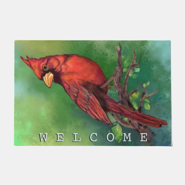 Northern Red Cardinal Doormat (Front)