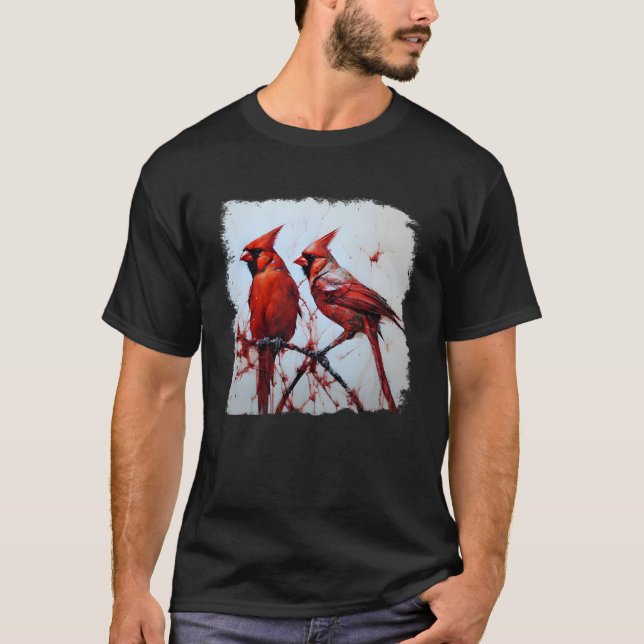 Northern Red Cardinal Ink Art Redbird Pullover Hoo (Front)