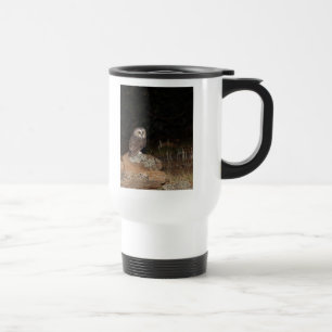 Northern Saw Whet Owl hunting at night Travel Mug