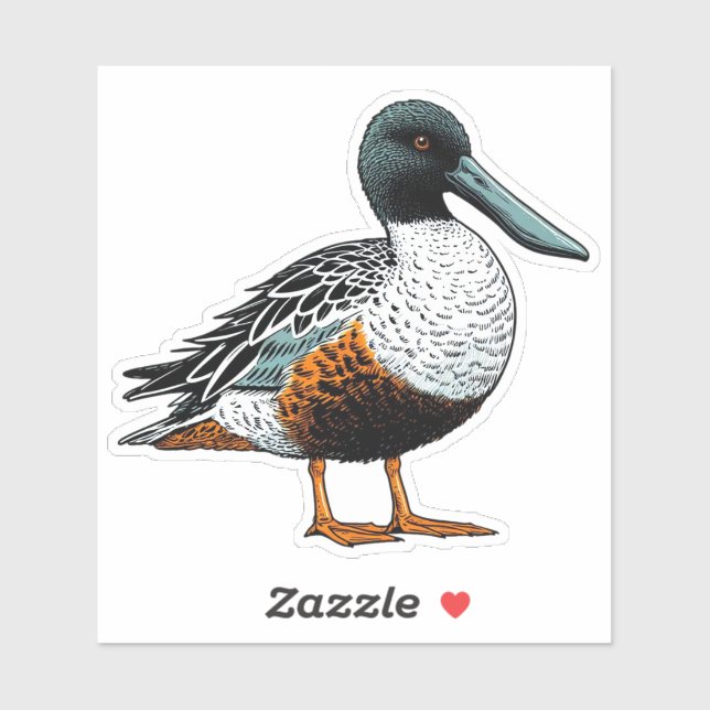 Northern Shoveler bird Custom-Cut Vinyl Sticker (Sheet)