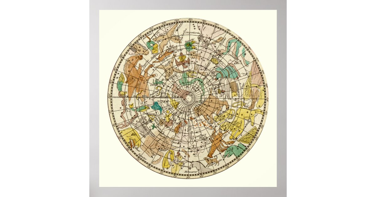 Northern Sky Star Chart and Constellations Map Zazzle