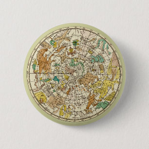 Northern Sky Star Chart and Constellations Map 2 Inch Round Button