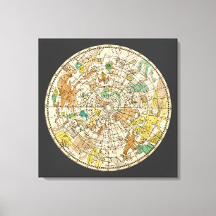 Northern Sky Star Chart and Constellations Map Canvas Print