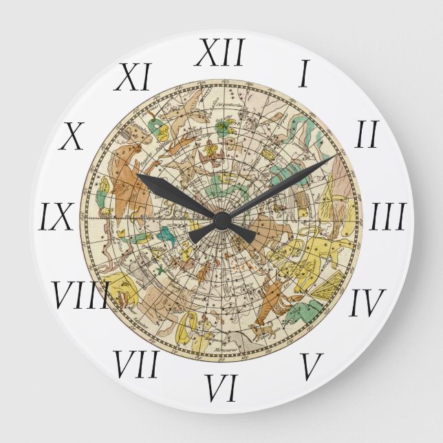 Northern Sky Star Chart and Constellations Map Large Clock (Front)