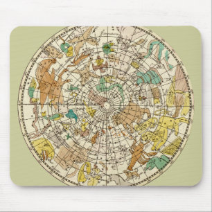 Northern Sky Star Chart and Constellations Map Mouse Pad