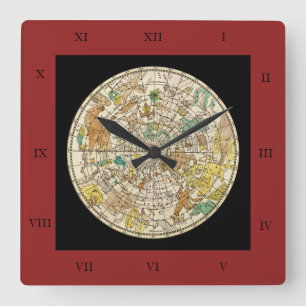 Northern Sky Star Chart and Constellations Map Square Wall Clock