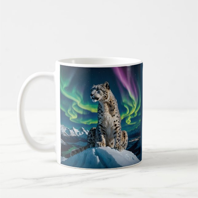 “Northern Sky Wanderer” – Snow Leopard Portrait Coffee Mug (Left)