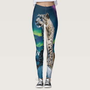“Northern Sky Wanderer” – Snow Leopard Portrait Leggings