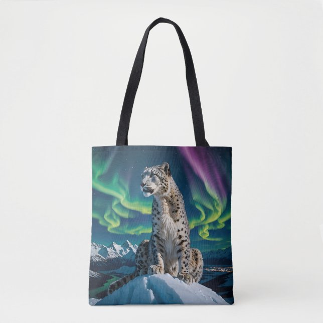 “Northern Sky Wanderer” – Snow Leopard Portrait Tote Bag (Front)