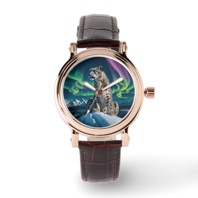 “Northern Sky Wanderer” – Snow Leopard Portrait Watch (Front)