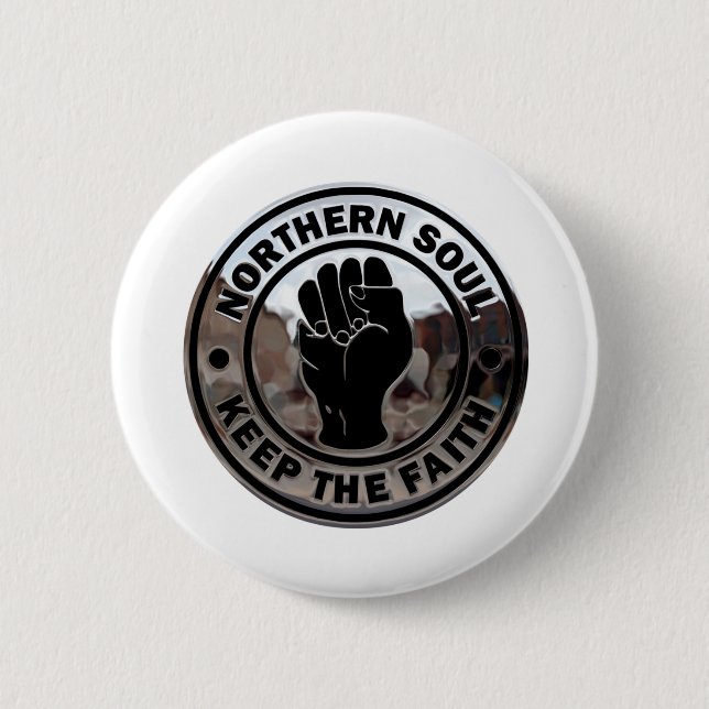 northern soul chrome and black 2 inch round button (Front)