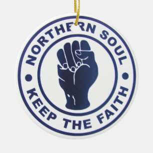 Northern Soul Keep the Faith Slgans & Fist Symbol Ceramic Ornament