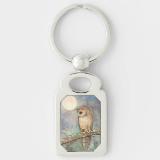 Northern Spotted Owl Wildile Watercolor Art Keychain