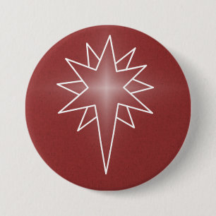 Northern Star Christmas Button, Red 3 Inch Round Button