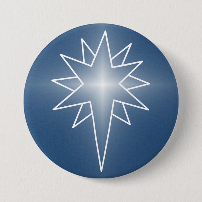 Northern Star Christmas Button, Royal Blue 3 Inch Round Button (Front)