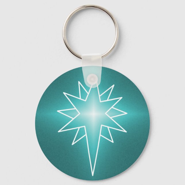Northern Star Christmas Keychain, Teal Keychain (Front)