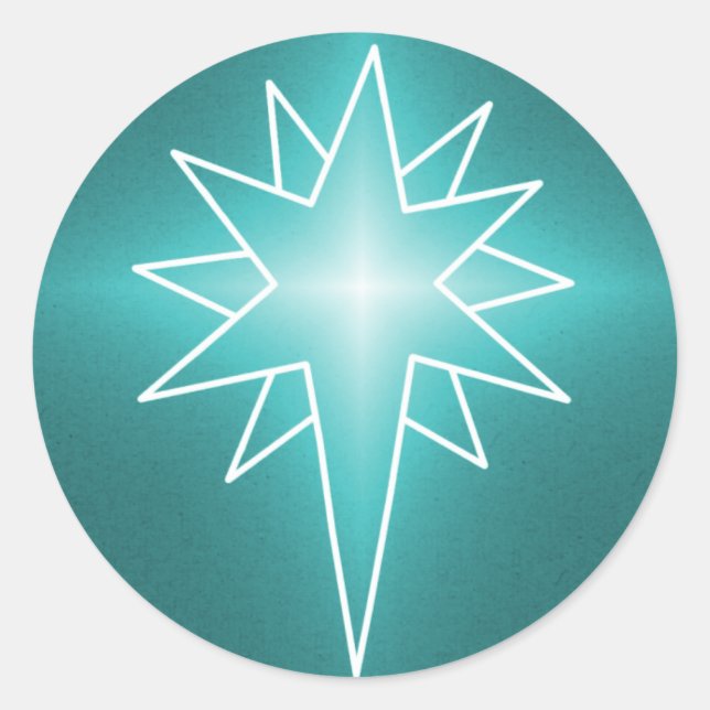 Northern Star Christmas Stickers, Teal Classic Round Sticker (Front)