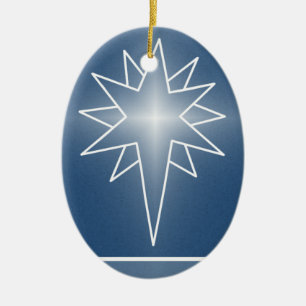 Northern Star Oval Christmas Ornament, Blue Ceramic Ornament