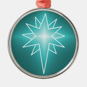 Northern Star Premium Round Ornament, Turquoise Metal Ornament
