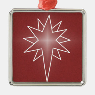 Northern Star Premium Square Ornament, Red Metal Ornament