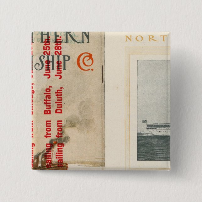 Northern Steamship Company 2 Inch Square Button (Front)