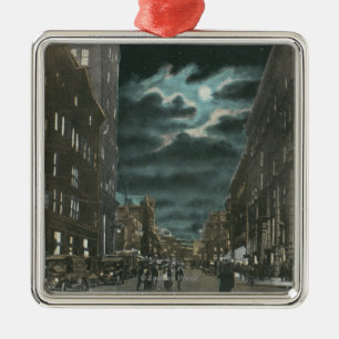 Northern View of Chenango Street at Night Metal Ornament