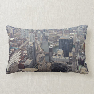 Northern View Of Chicago From Sears Tower Lumbar Pillow