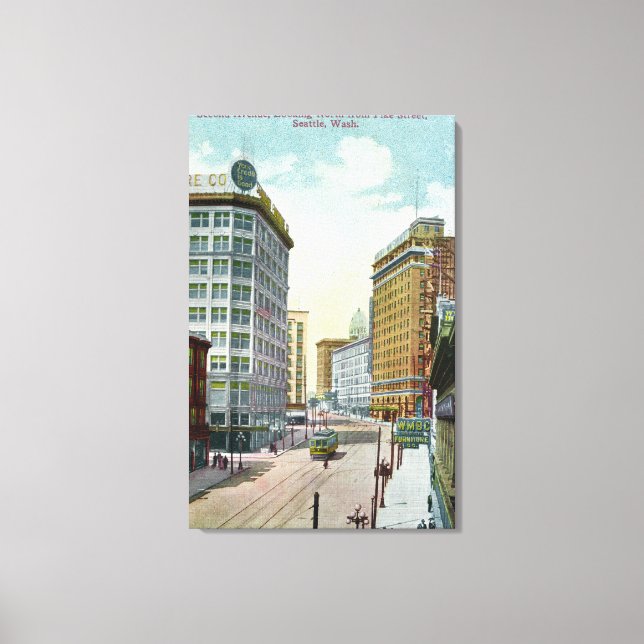 Northern View of Second Ave from Pike Street Canvas Print (Front)