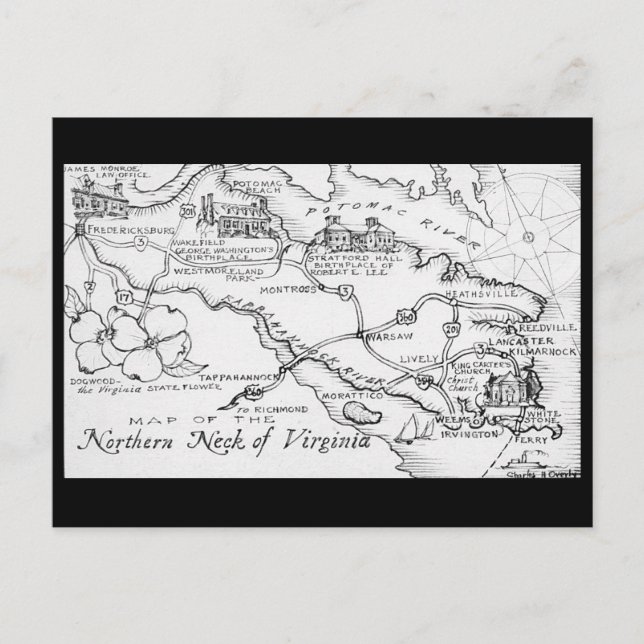 Northern Virginia Map Postcard (Front)