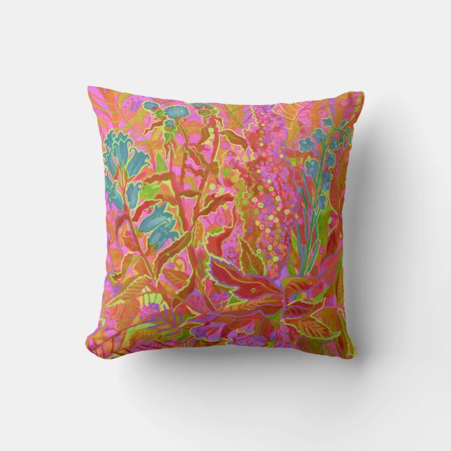Northern Wildflowers Colourful Summer Floral Art  Throw Pillow (Front)
