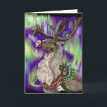 Northern Wonders~Greeting Card<br><div class="desc">Northern Wonders! Santa's Reindeer looks up to the sky to see the northern lights! with blank space inside so you can put in the holiday wishes you desire :) Art Copyright to Erin Cooper</div>