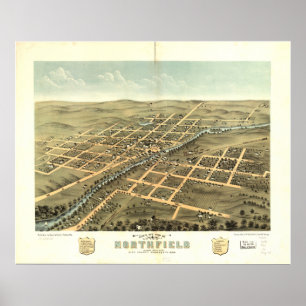 Northfield Minnesota 1869 Antique Panoramic Map Poster