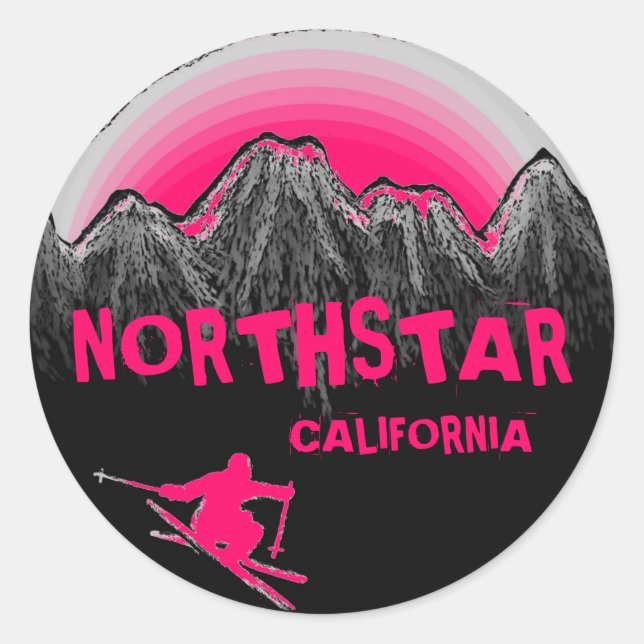 Northstar California pink theme skier stickers (Front)