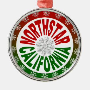 Northstar California red green snowflake ornament