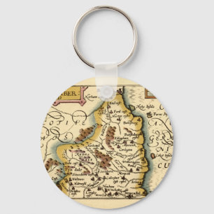 Northumberland County England Old Antiquarian Map Keychain