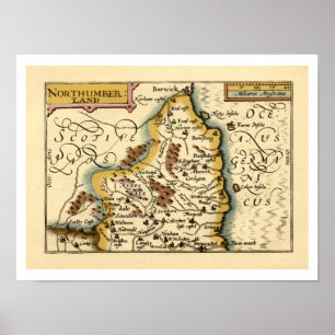 Northumberland County England Old Antiquarian Map Poster