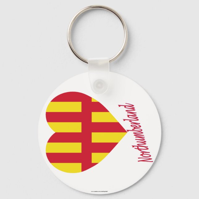 Northumberland Flag Heart with Name Keychain (Front)