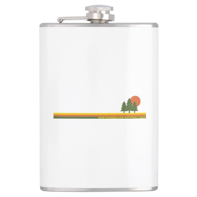 Northumberland National Park Pine Trees Sun Hip Flask (Front)